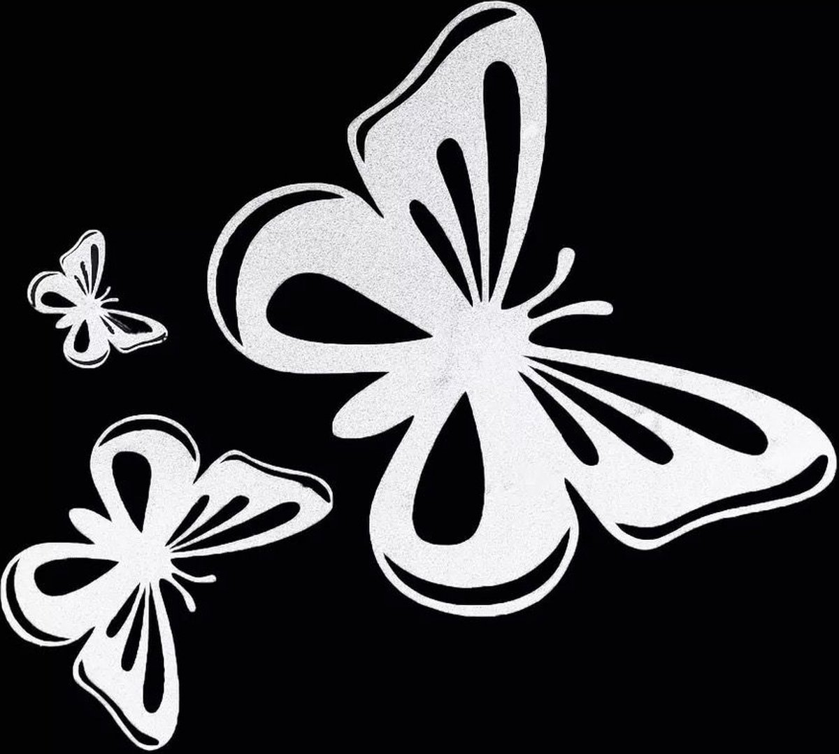 GoedeDoelen.Shop | (Auto) Sticker 3 Vlinders Zilver | Laptopsticker | Muursticker| Vlinder | Woondecoratie | Wandsticker | Scootersticker | Butterfly